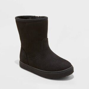 NEW Toddler Girls' Pip Zipper Shearling Style Boots - Cat & Jack™ Black 11T